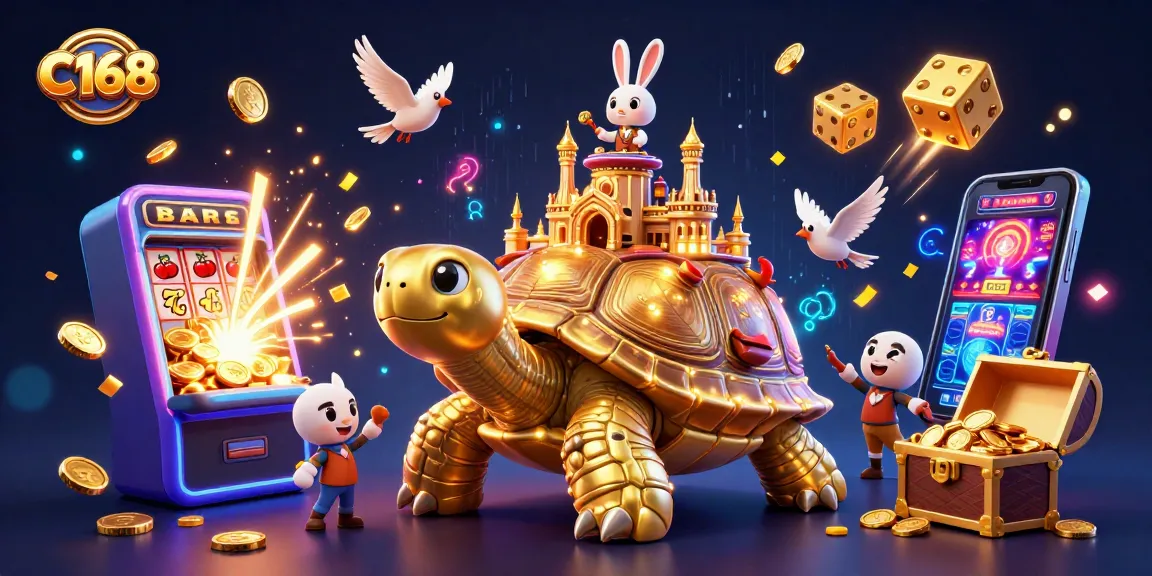 Experience thrilling games at C168 with a golden tortoise casino, bursting jackpots, and winning moments.
