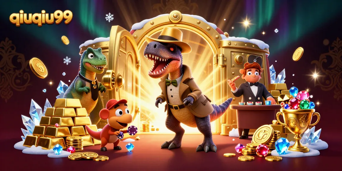 Experience thrilling gameplay with qiuqiu99 at a vibrant casino where cartoon characters bring excitement.