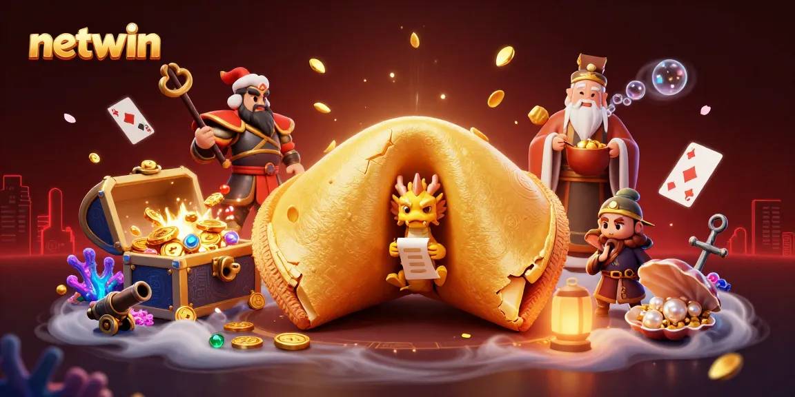 Engage in thrilling netwin experiences as golden fortune cookie surprises and guarding warriors create an enchanting casino world.