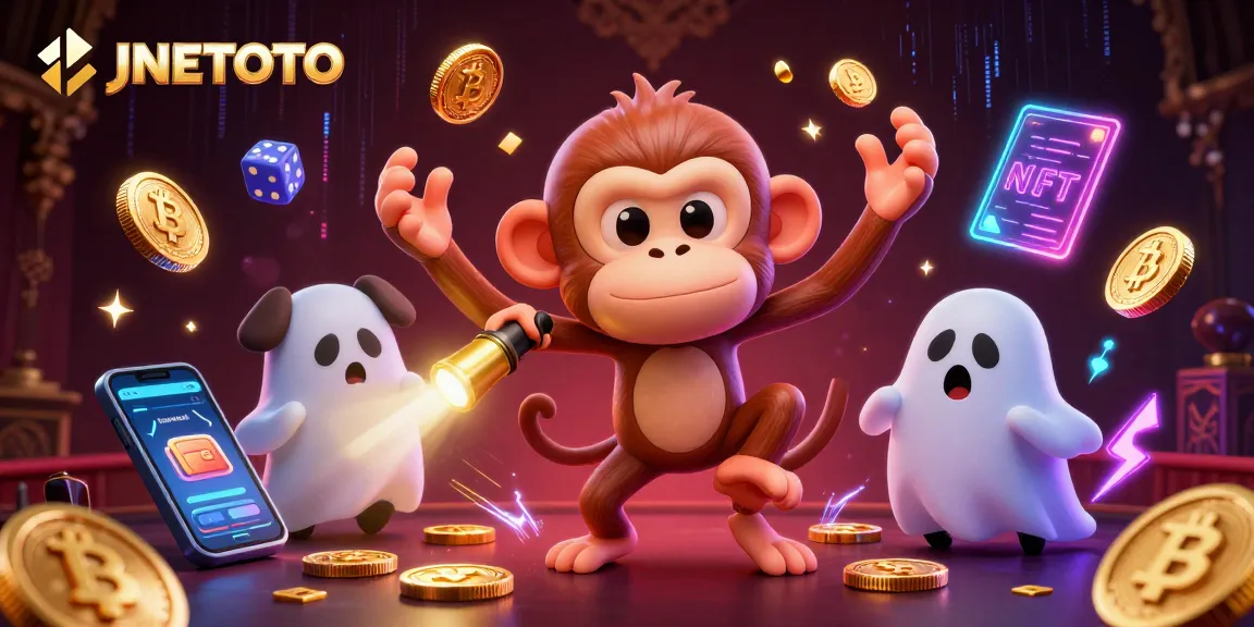 JNETOTO menghadirkan suasana seru saat memainkan game kasino dengan makhluk lucu di latar belakang.