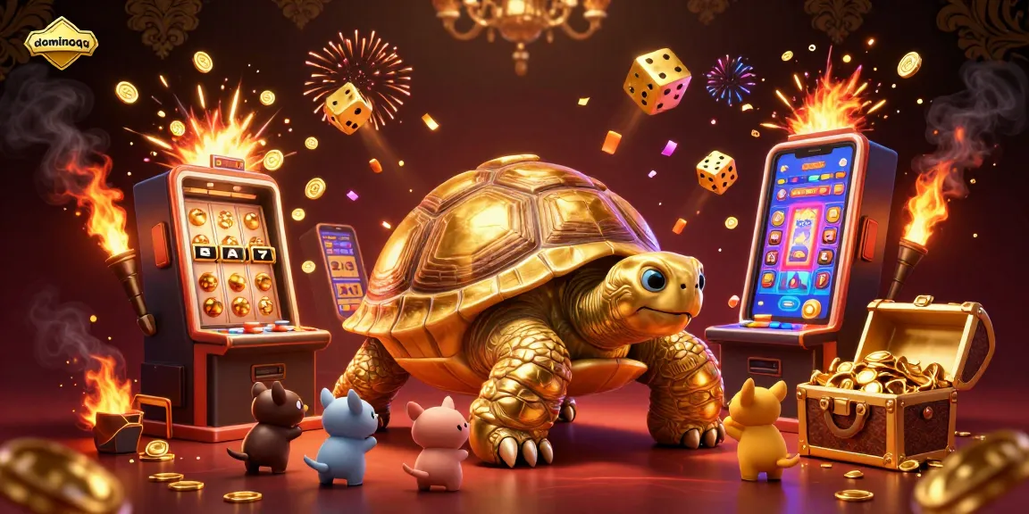 Play dominoqq online with a colossal golden tortoise pinball and jackpot slot machine action.
