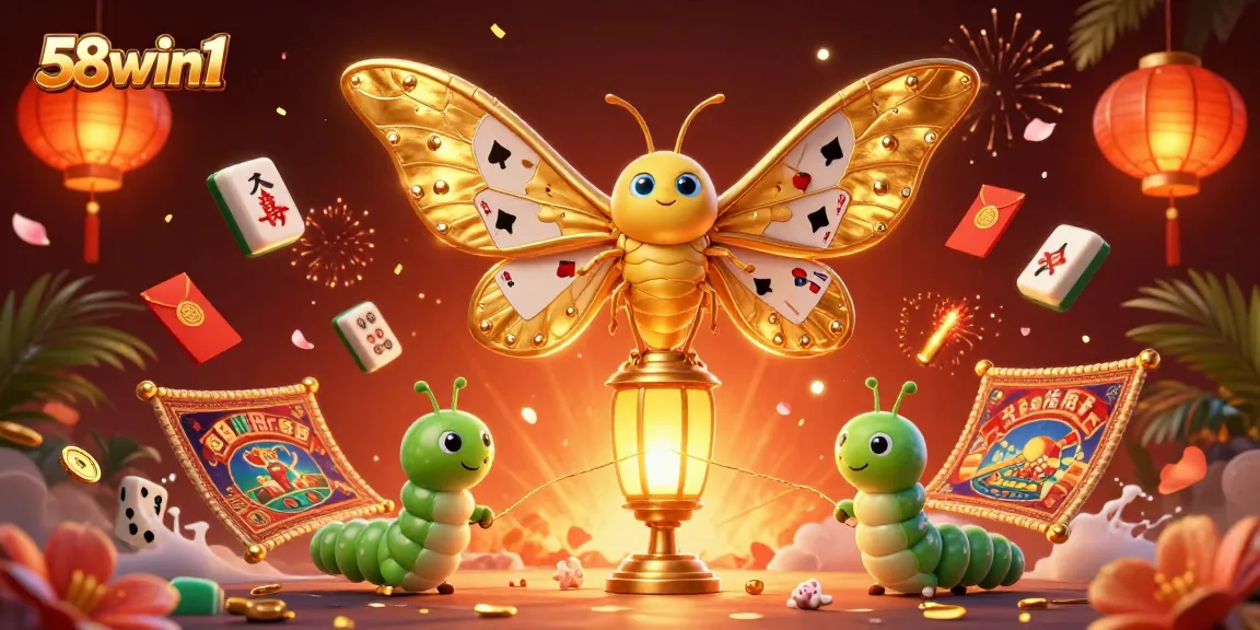Experience the excitement of 58win1 with vibrant casino elements in a magical 3D illustration.