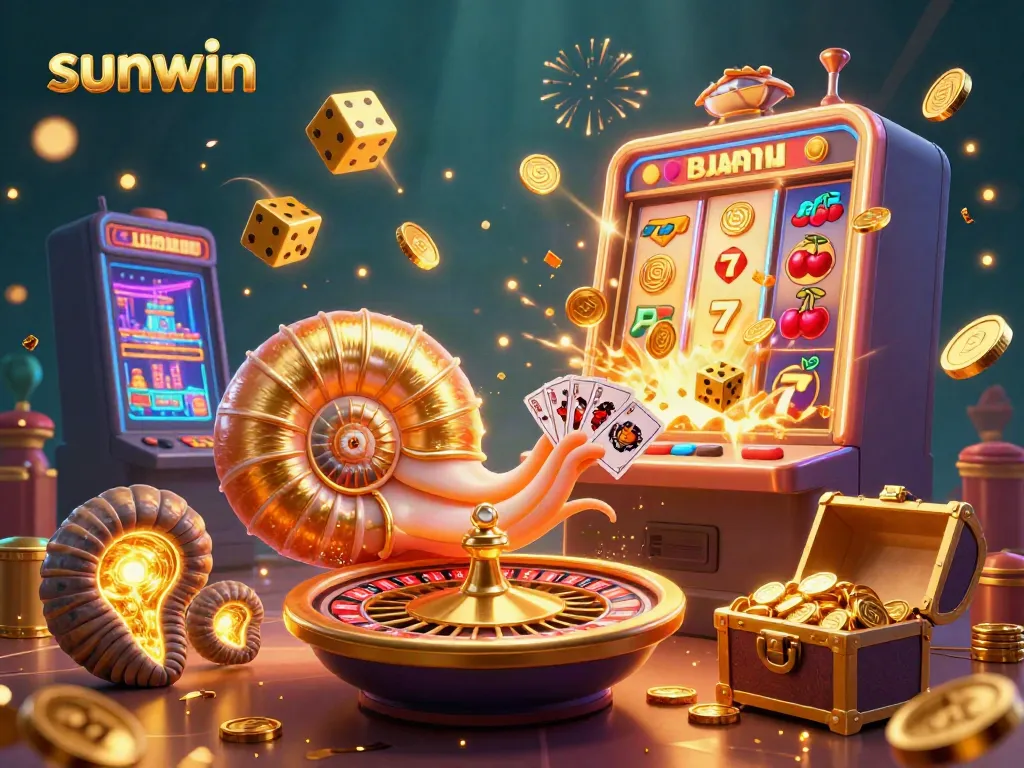 Experience the thrilling sunwin casino world with a vibrant 3D nautilus and jackpot elements.