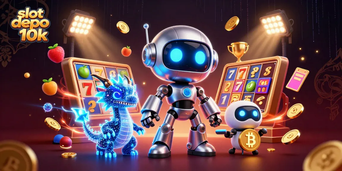 Experience the thrill of slot depo 10k game features with a dynamic 3D casino illustration.