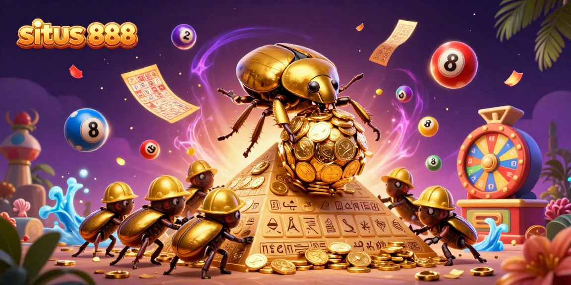 Memenangkan hadiah di situs 888 dengan gambar ilustrasi hiburan kasino yang penuh warna.