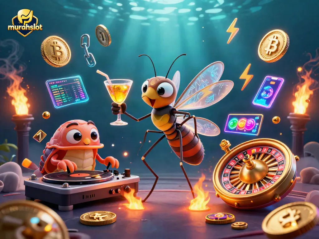 Permainan slot murahslot menampilkan karakter kasual kasino yang hidup dengan simbol keberuntungan di sekitar