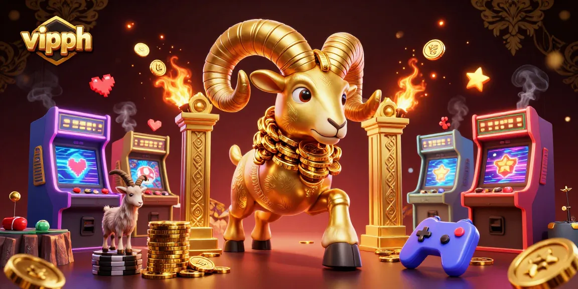 Engage with vipph's thrilling gaming experience amidst golden elements and vibrant arcade style.