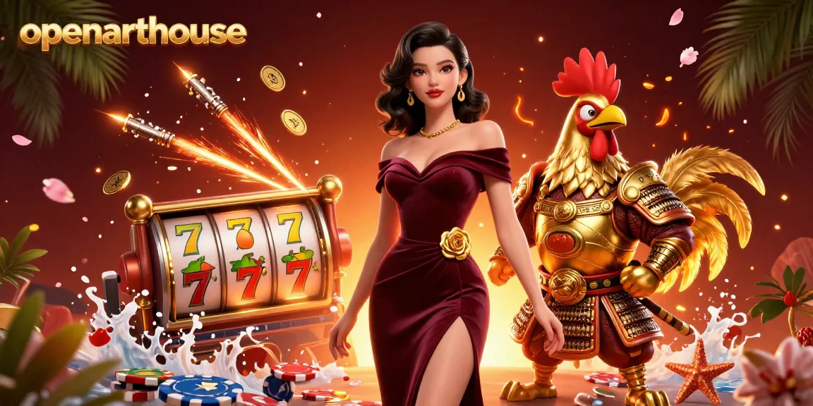 Experience thrilling moments at openarthouse with slot reels, vibrant colors, and exciting casino elements.