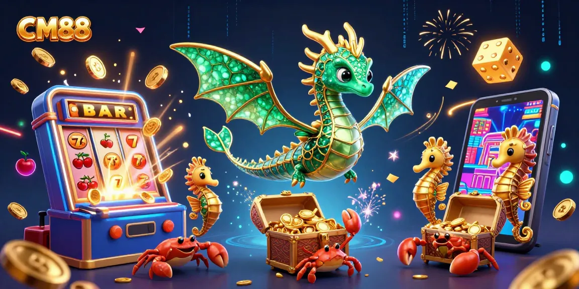 Engage with CM88's thrilling sea dragon and royal seahorse, amidst a jackpot explosion.