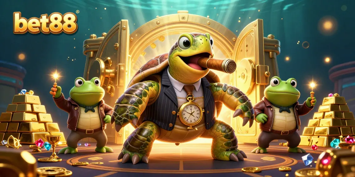 Experience thrilling betting with bet88 in a vibrant casino scene featuring colorful characters and treasures.