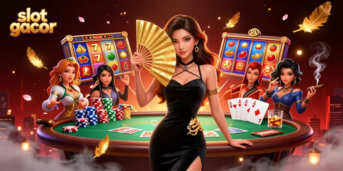 Experience slot gacor winning moments with vibrant slot reels and captivating characters in a dynamic casino scene.