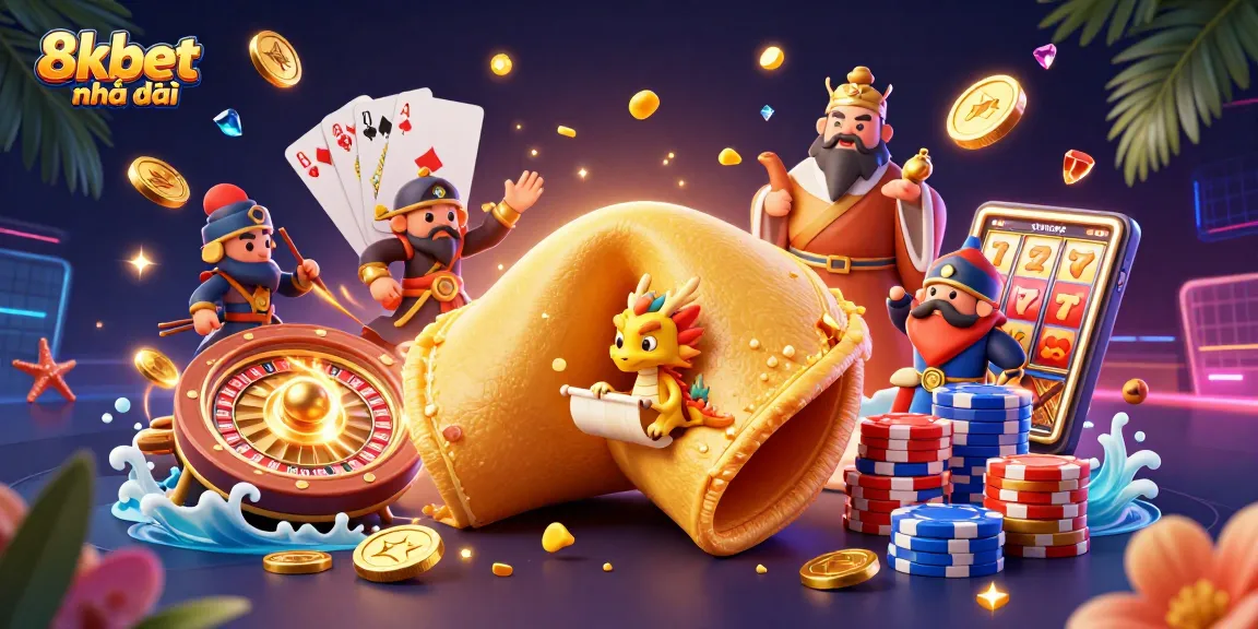 Experience 8xbet nhà cái through a dynamic 3D gambling illustration showcasing vibrant casino elements.