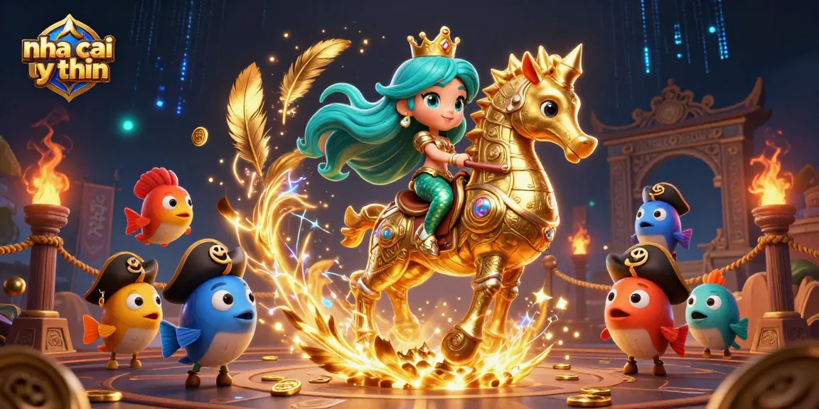 Experience top-notch gaming with nha cai uy tin in this vibrant 3D casino adventure illustration.