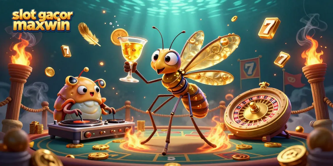 Win with slot gacor maxwin in a vibrant casino scene featuring unique characters and game elements.