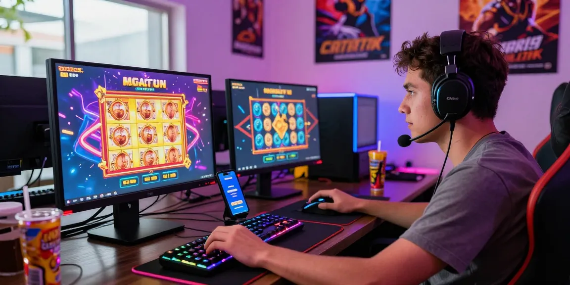 Engaged player using ngamenjitu to play online slots and lottery games in a dynamic gaming setup.