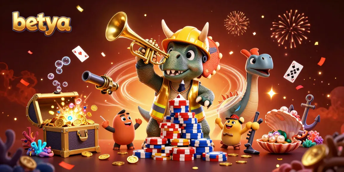 Betya engages in dynamic betting action among a vibrant, celebratory casino scene.
