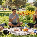 Is vaping legal in Cyprus? Enjoying CBD oil with vape devices in a vibrant outdoor wellness gathering surrounded by nature.