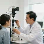 ตรวจสายตา at a welcoming eye clinic with advanced testing equipment and patient-centered care.