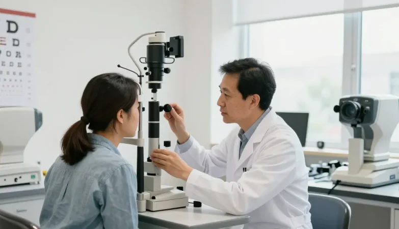 ตรวจสายตา at a welcoming eye clinic with advanced testing equipment and patient-centered care.